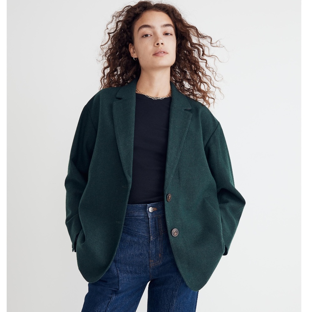 New MADEWELL Brushed Oversized Dorset Blazer in Heather Dark Palm Melange - Picture 4 of 6